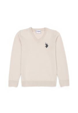 Kız Çocuk Krem Basic V Yaka Kazak - 50275850002