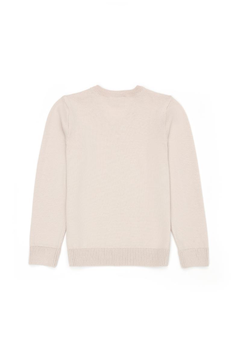 Kız Çocuk Krem Basic V Yaka Kazak - 50275850002