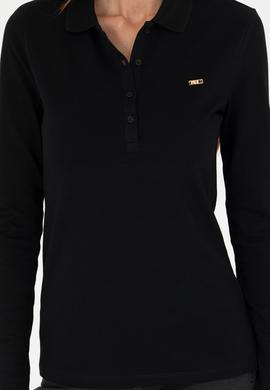 Kadın Siyah Basic Polo Yaka Sweatshirt - 50276160022