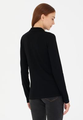 Kadın Siyah Basic Polo Yaka Sweatshirt - 50276160022