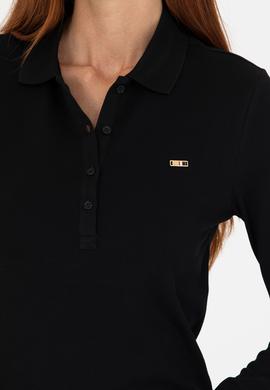 Kadın Siyah Basic Polo Yaka Sweatshirt - 50276160022