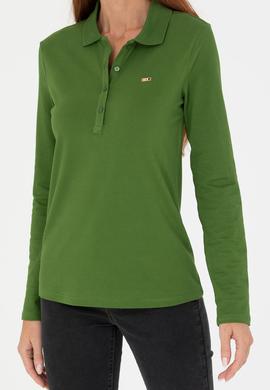 Kadın Yeşil Basic Polo Yaka Sweatshirt - 50276160025