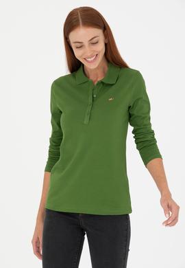 Kadın Yeşil Basic Polo Yaka Sweatshirt - 50276160025