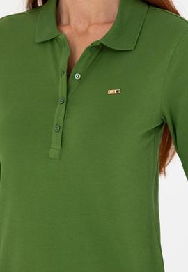 Kadın Yeşil Basic Polo Yaka Sweatshirt - 50276160025