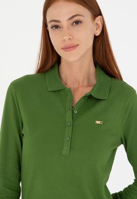 Kadın Yeşil Basic Polo Yaka Sweatshirt - 50276160025