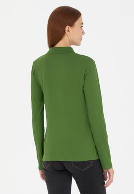 Kadın Yeşil Basic Polo Yaka Sweatshirt - 50276160025