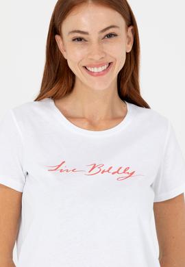 Kadın Beyaz Bisiklet Yaka Tişört - 50276717004