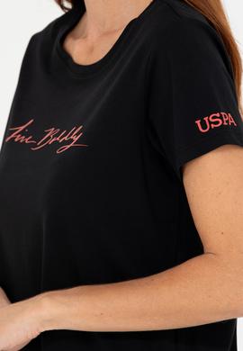 Kadın Siyah Bisiklet Yaka Tişört - 50276717021