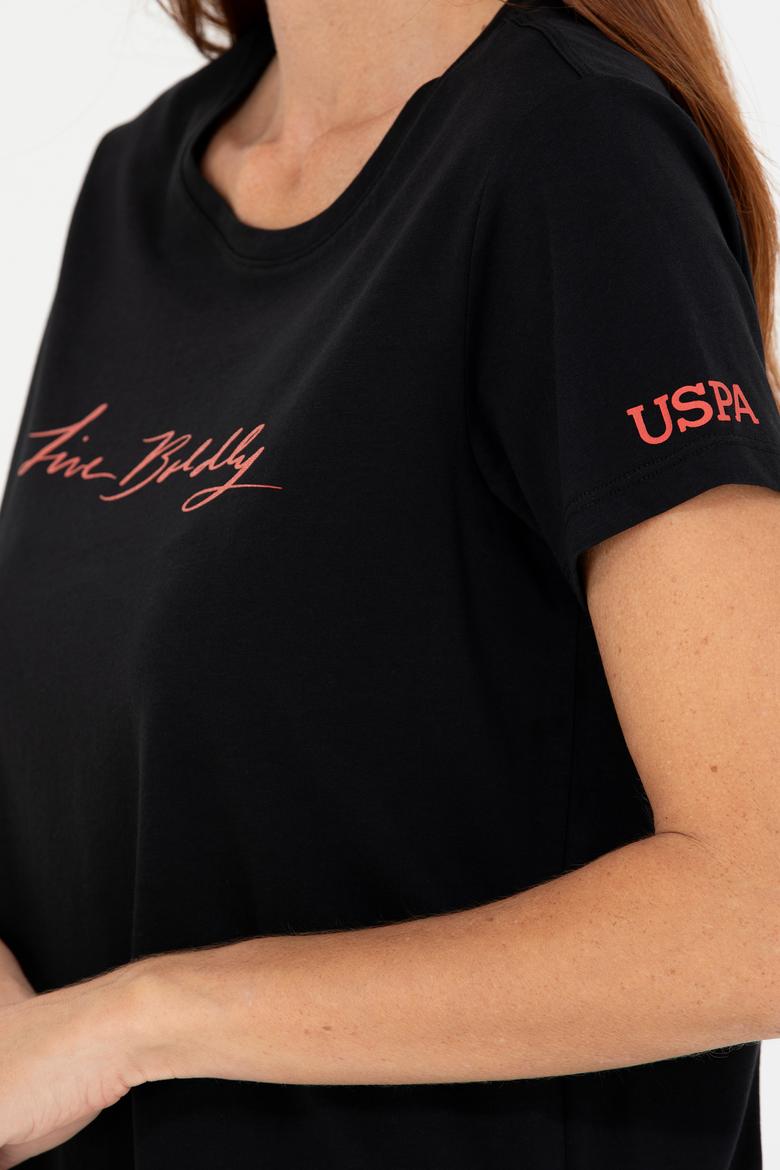 Kadın Siyah Bisiklet Yaka Tişört - 50276717021