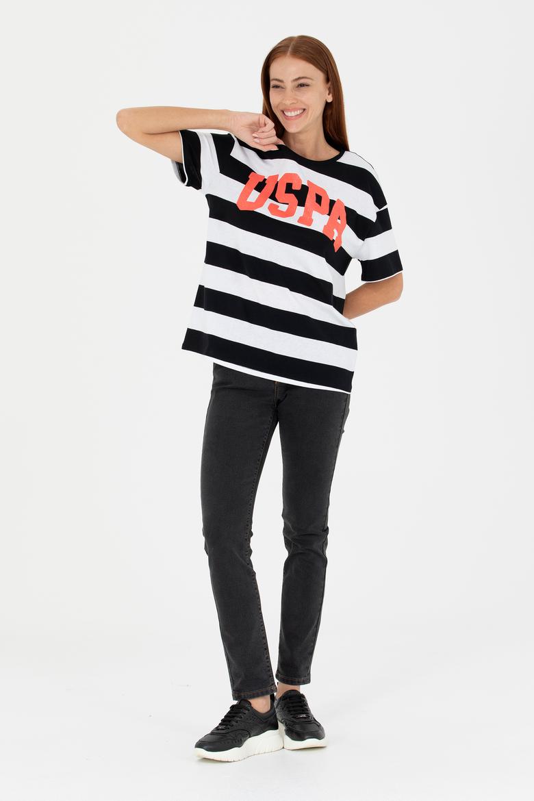 Kadın Siyah Bisiklet Yaka Tişört - 50276716024