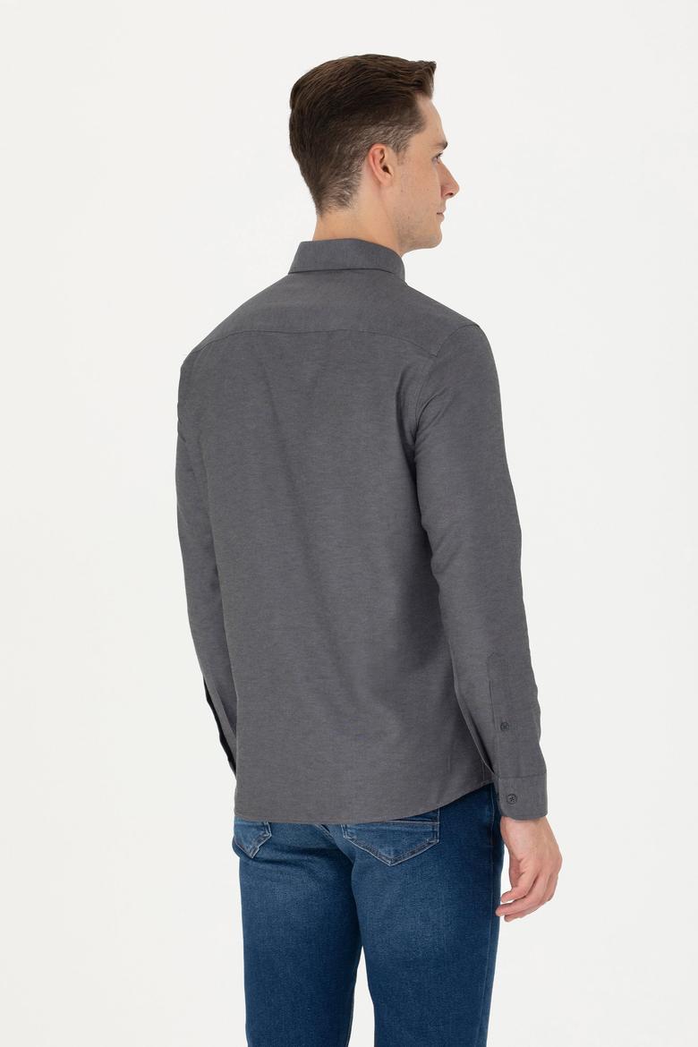 Erkek Antrasit Uzun Kollu Basic Gömlek - 50277310034