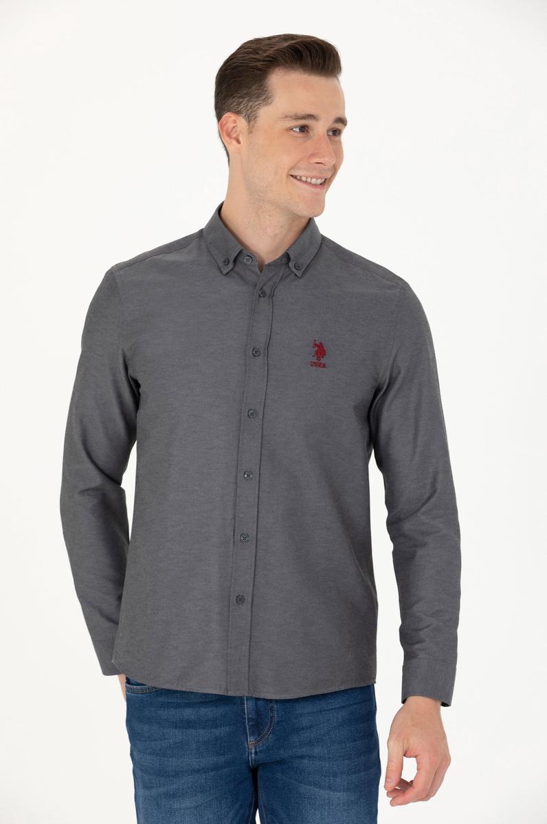 Erkek Antrasit Uzun Kollu Basic Gömlek