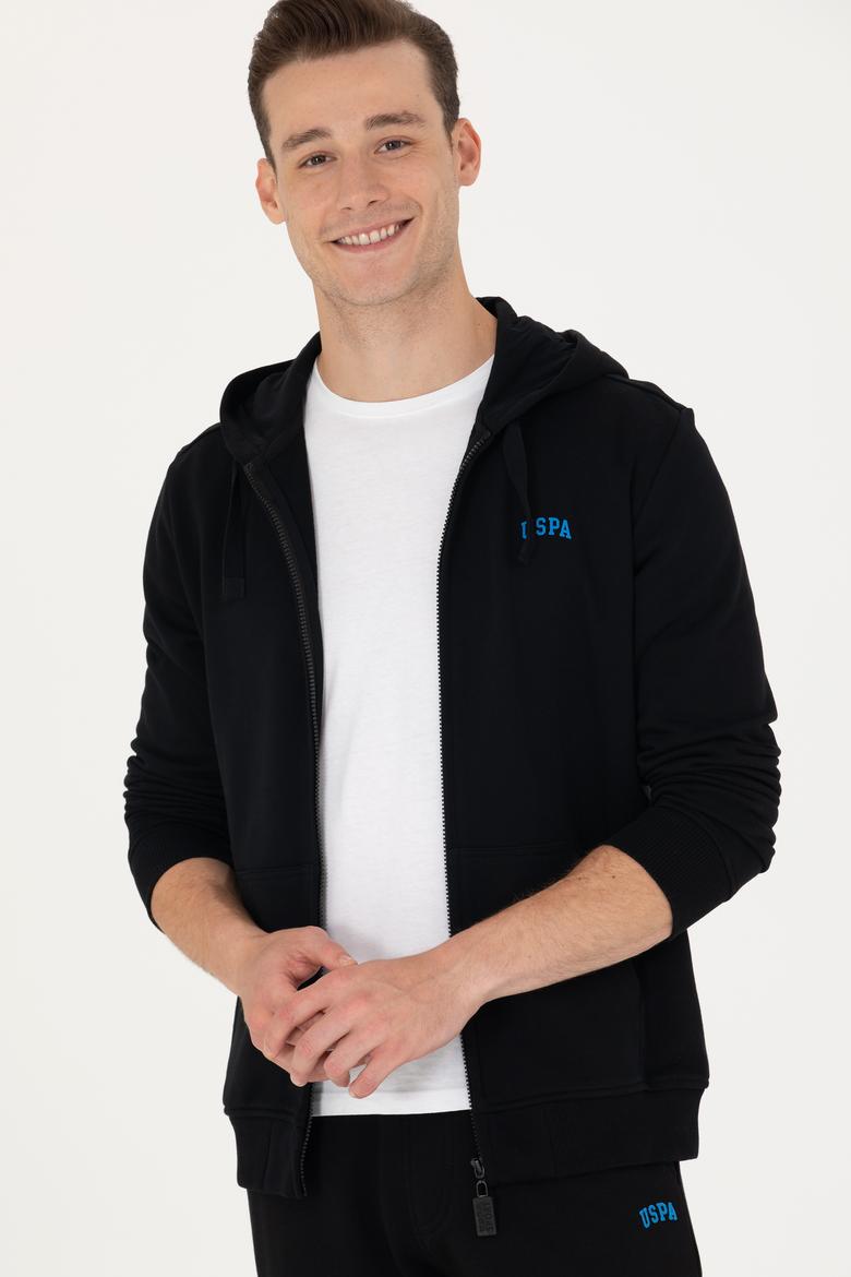 Erkek Siyah Kapüşonlu Örme Hırka - 50276152034