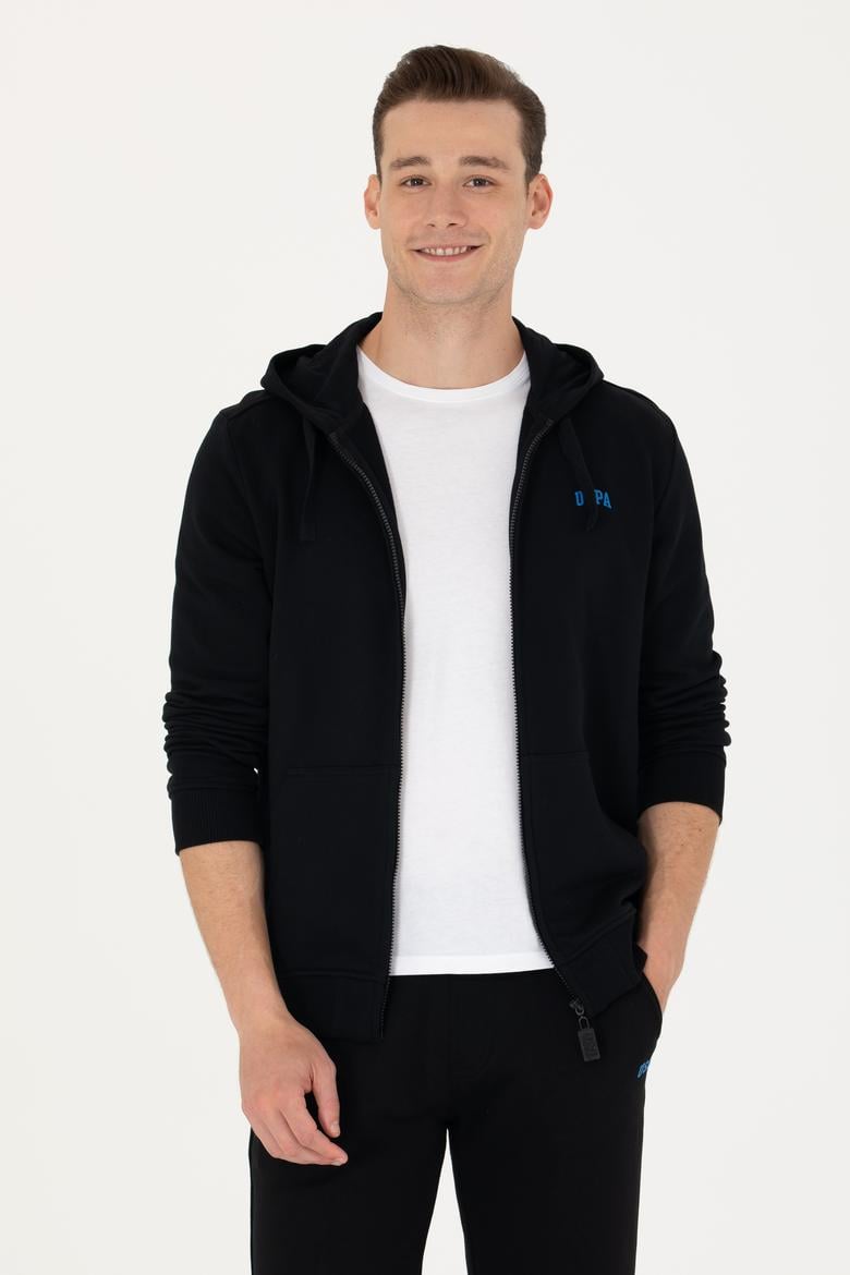 Erkek Siyah Kapüşonlu Örme Hırka - 50276152034