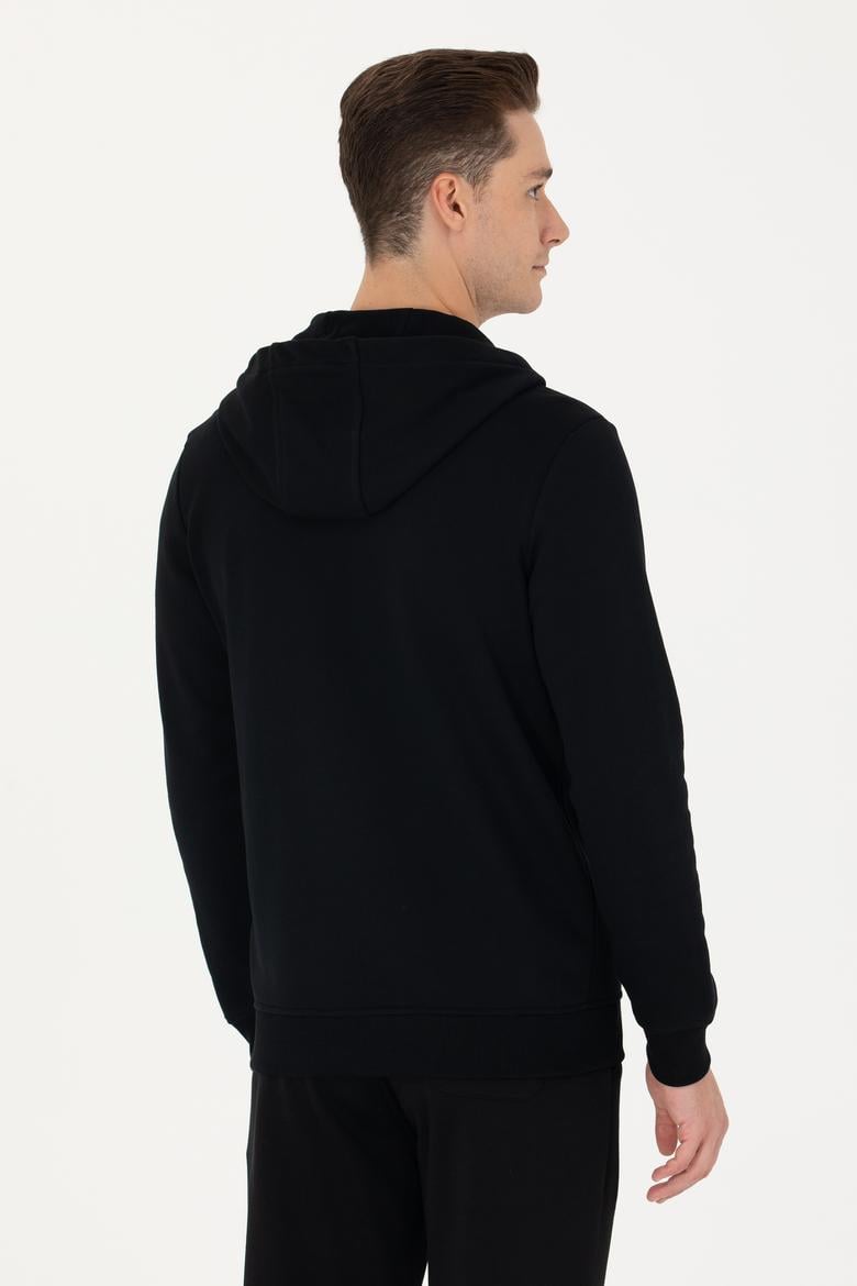 Erkek Siyah Kapüşonlu Örme Hırka - 50276152034