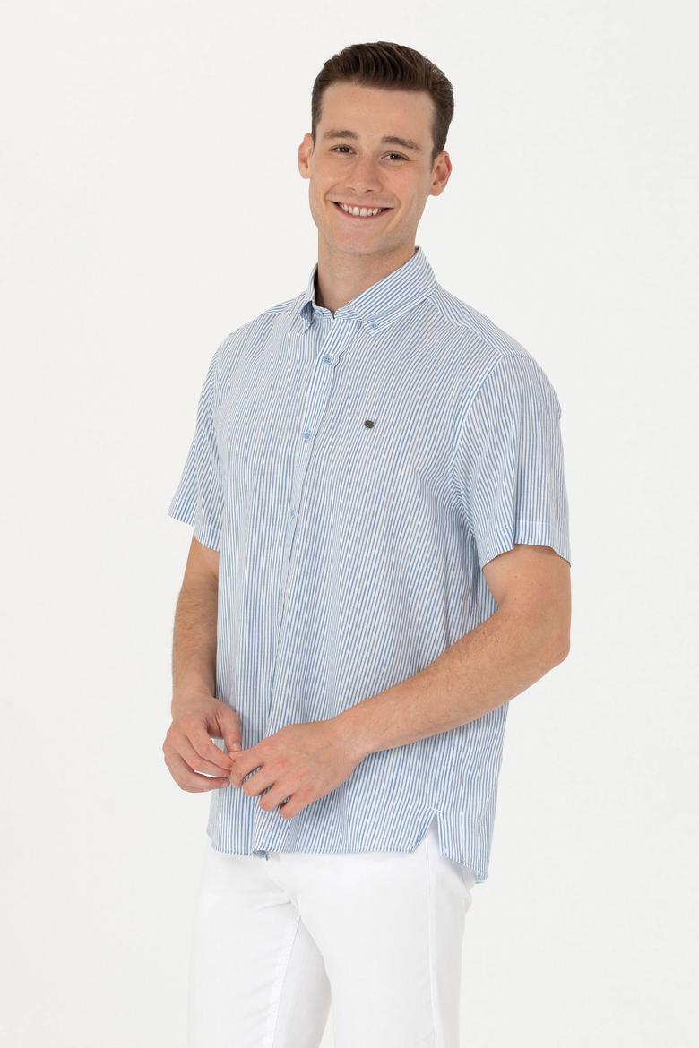 Erkek Saks Kısa Kollu Gömlek