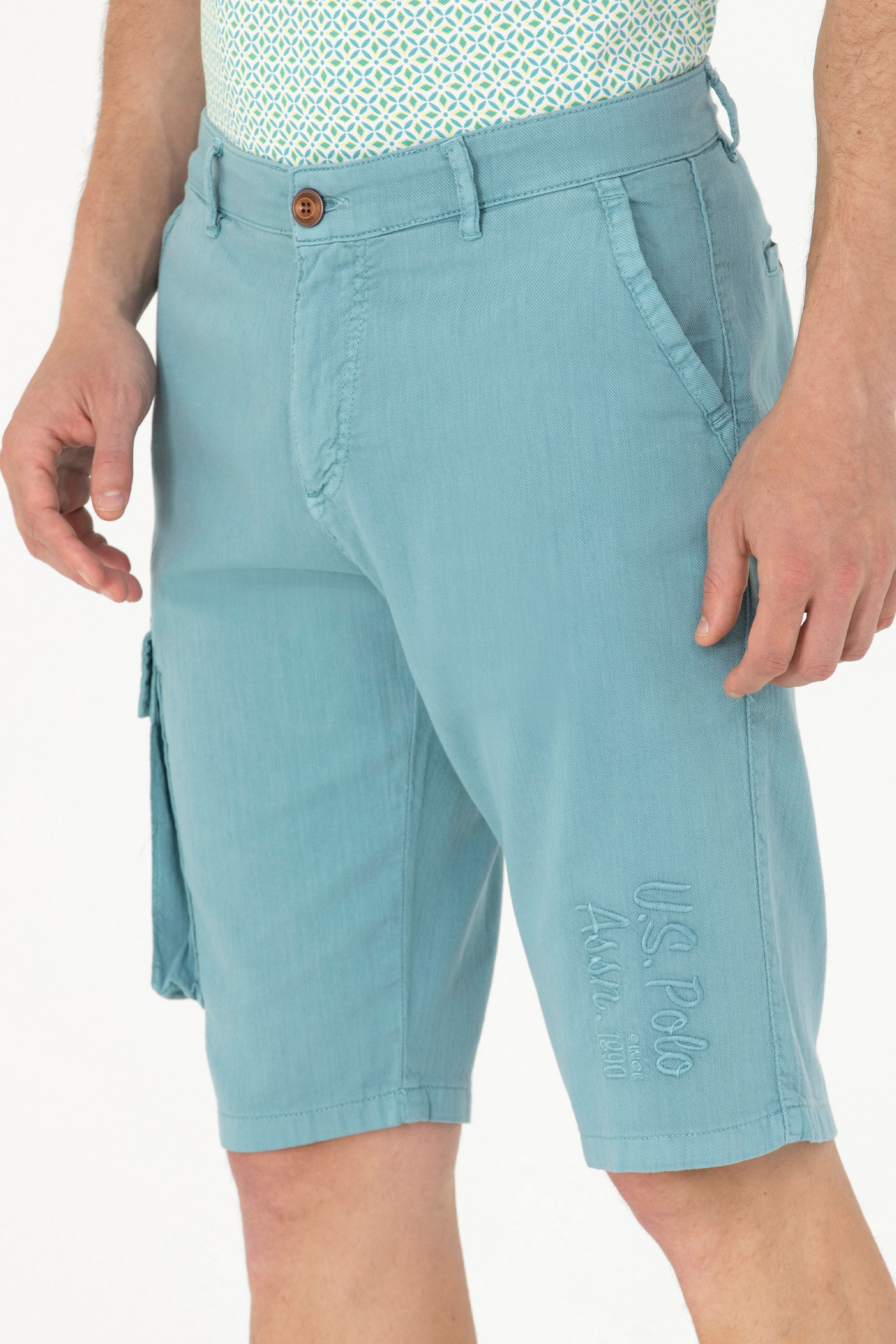Erkek Mint Dokuma Şort - Image 6