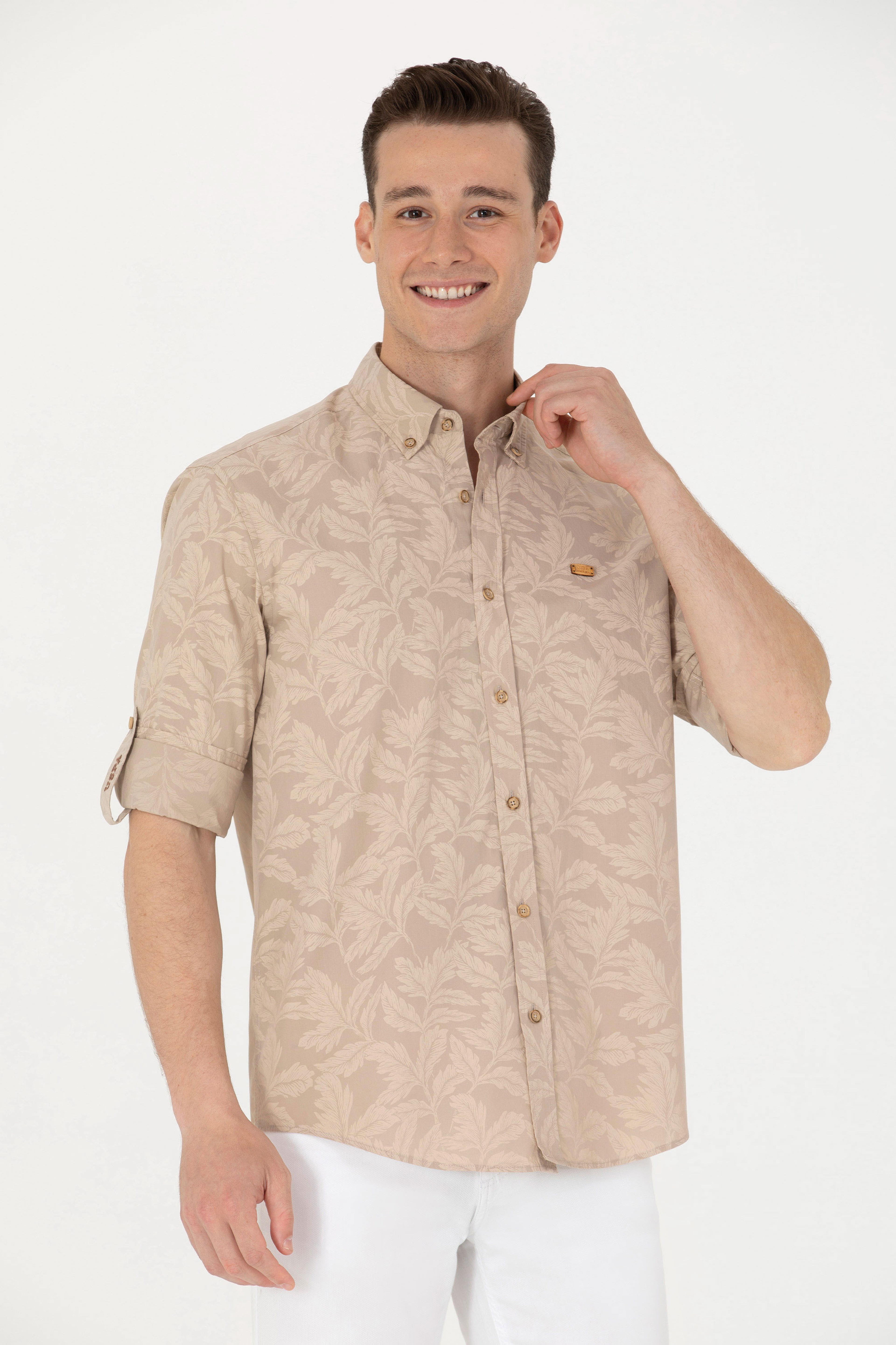 Erkek Camel Uzun Kollu Gömlek - Image 3