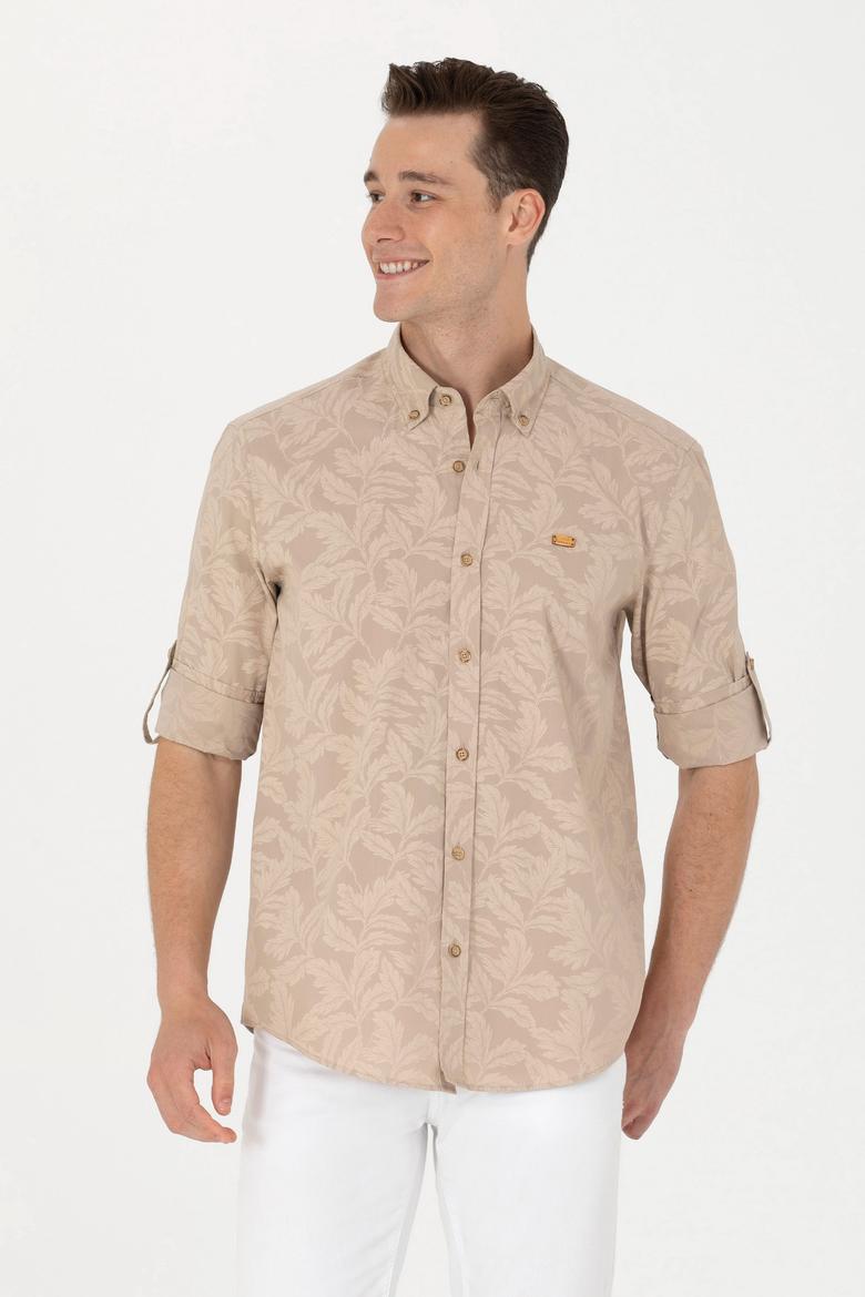 Erkek Camel Uzun Kollu Gömlek