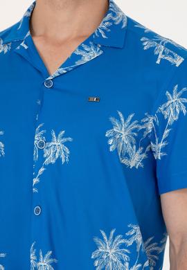 Erkek Apaş Yaka Saks Kısa Kollu Gömlek - 50264305015