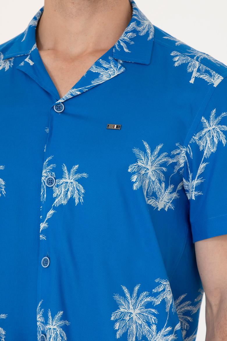 Erkek Apaş Yaka Saks Kısa Kollu Gömlek - 50264305015