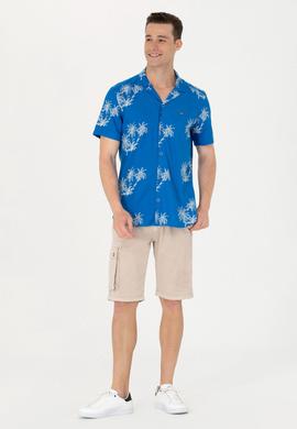 Erkek Apaş Yaka Saks Kısa Kollu Gömlek - 50264305015