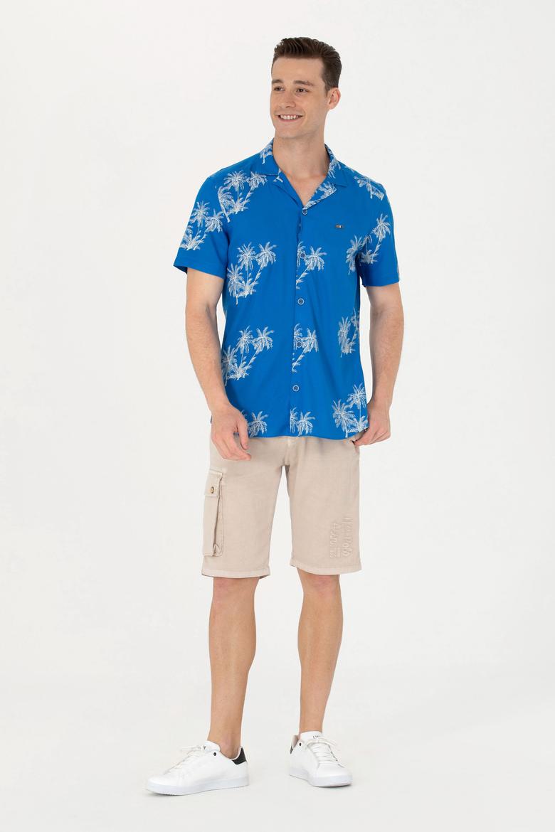 Erkek Apaş Yaka Saks Kısa Kollu Gömlek - 50264305015