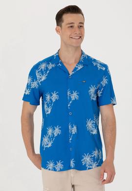 Erkek Apaş Yaka Saks Kısa Kollu Gömlek - 50264305015