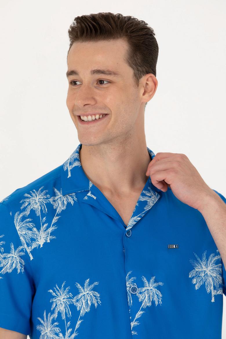 Erkek Apaş Yaka Saks Kısa Kollu Gömlek - 50264305015