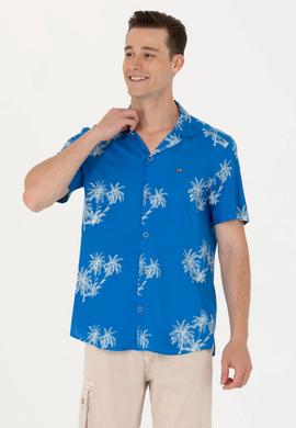 Erkek Apaş Yaka Saks Kısa Kollu Gömlek - 50264305015