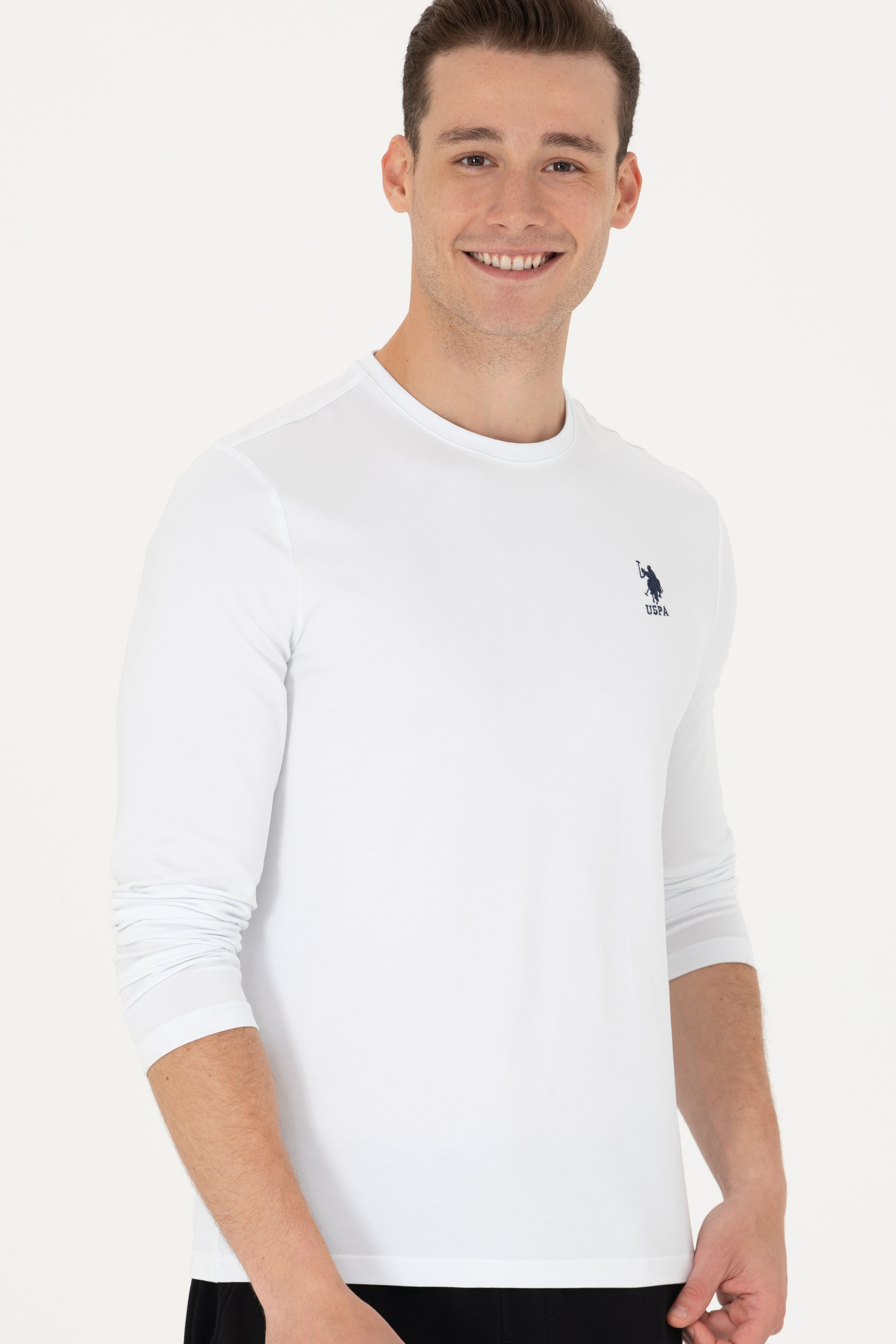 Erkek Beyaz Basic Sweatshirt - Image 4