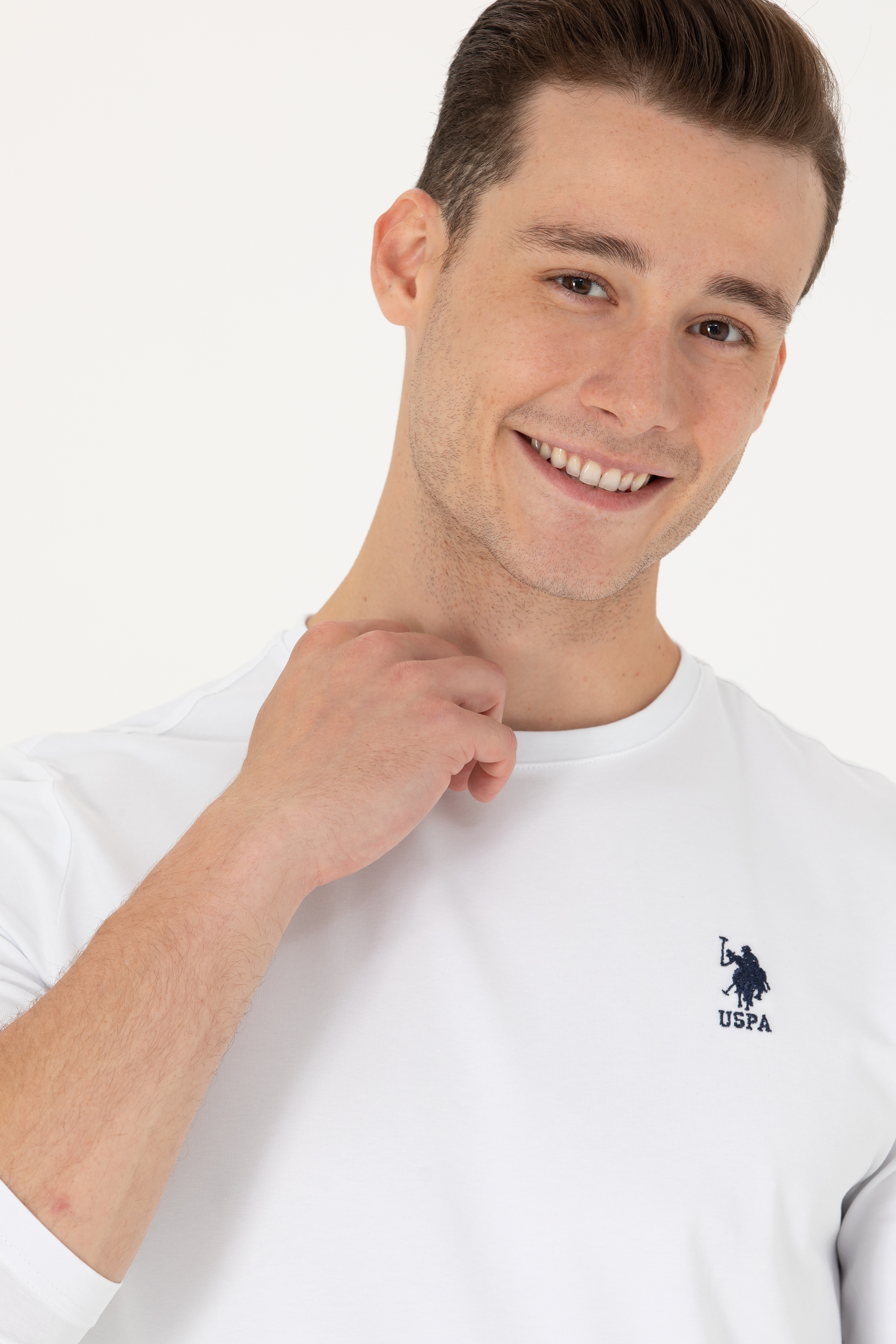 Erkek Beyaz Basic Sweatshirt - Image 2