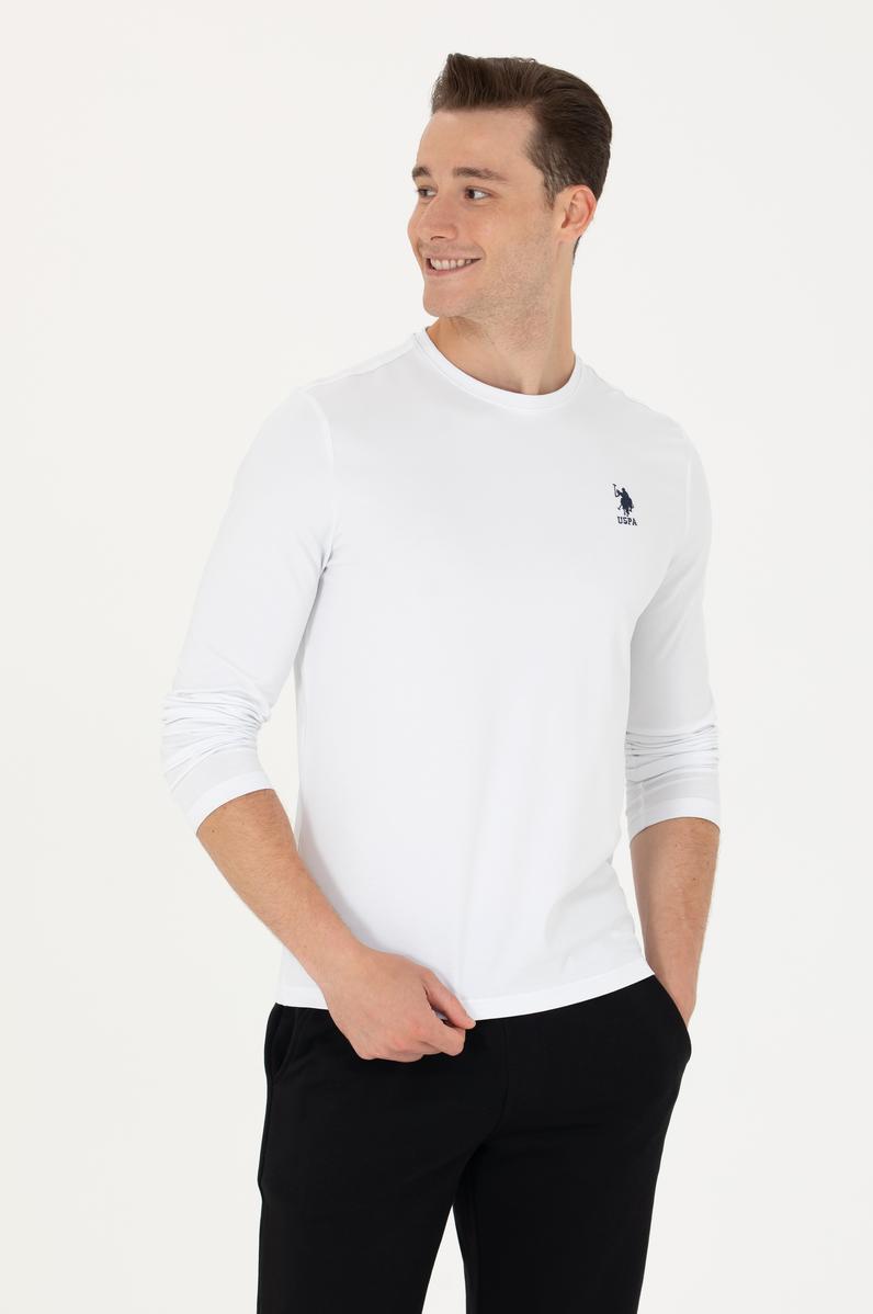 Erkek Beyaz Basic Sweatshirt