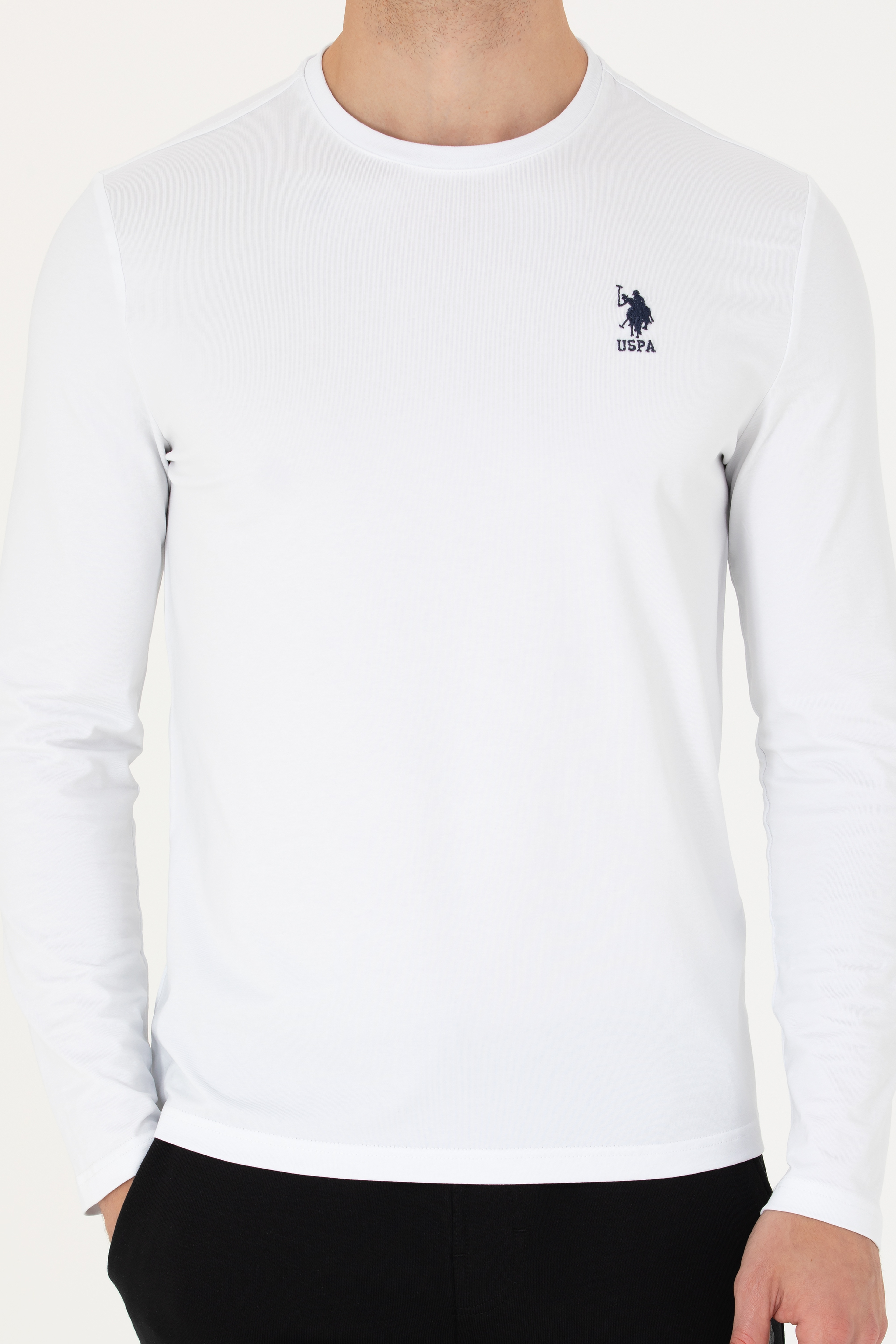 Erkek Beyaz Basic Sweatshirt - Image 6