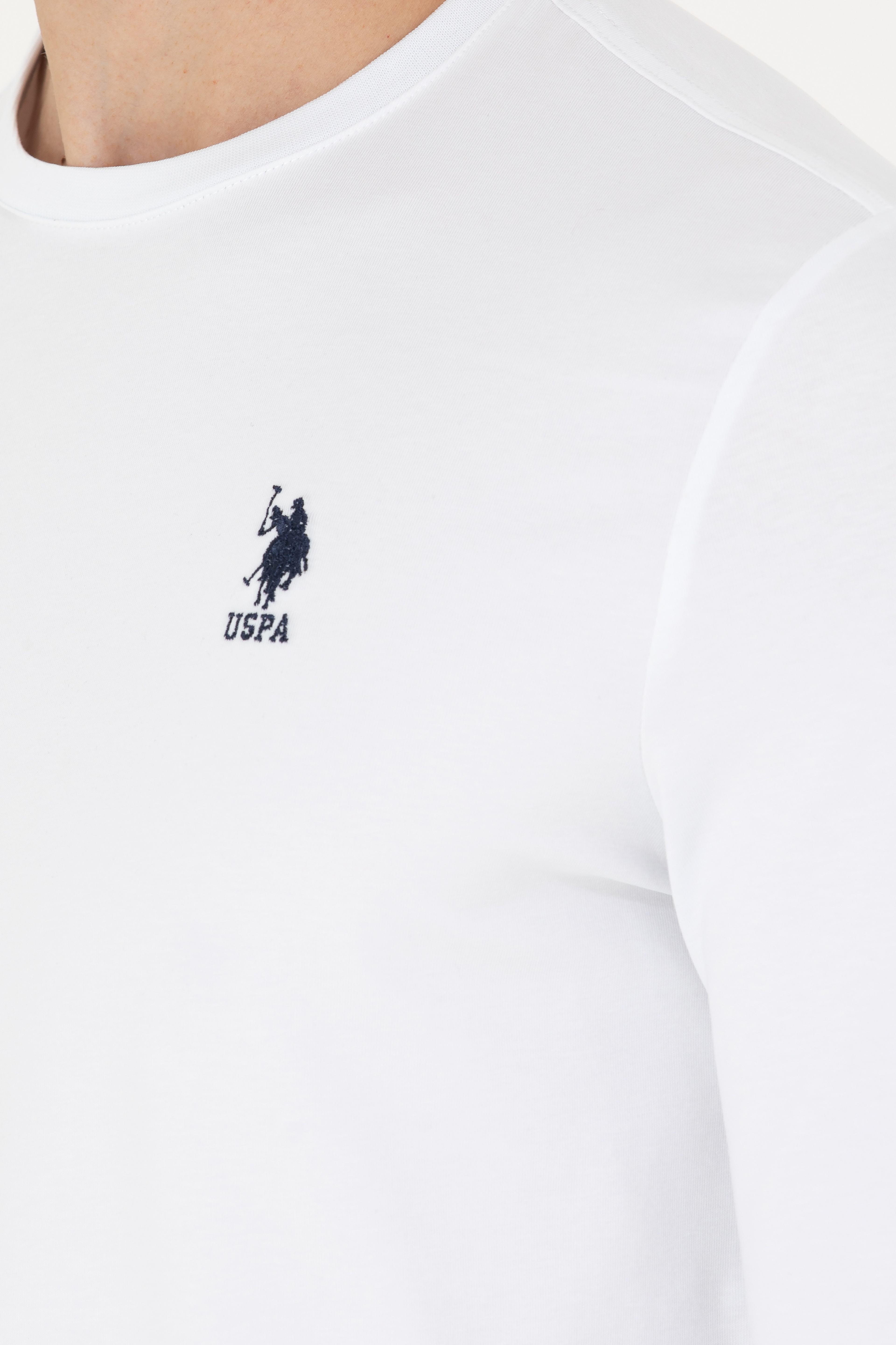 Erkek Beyaz Basic Sweatshirt - Image 7