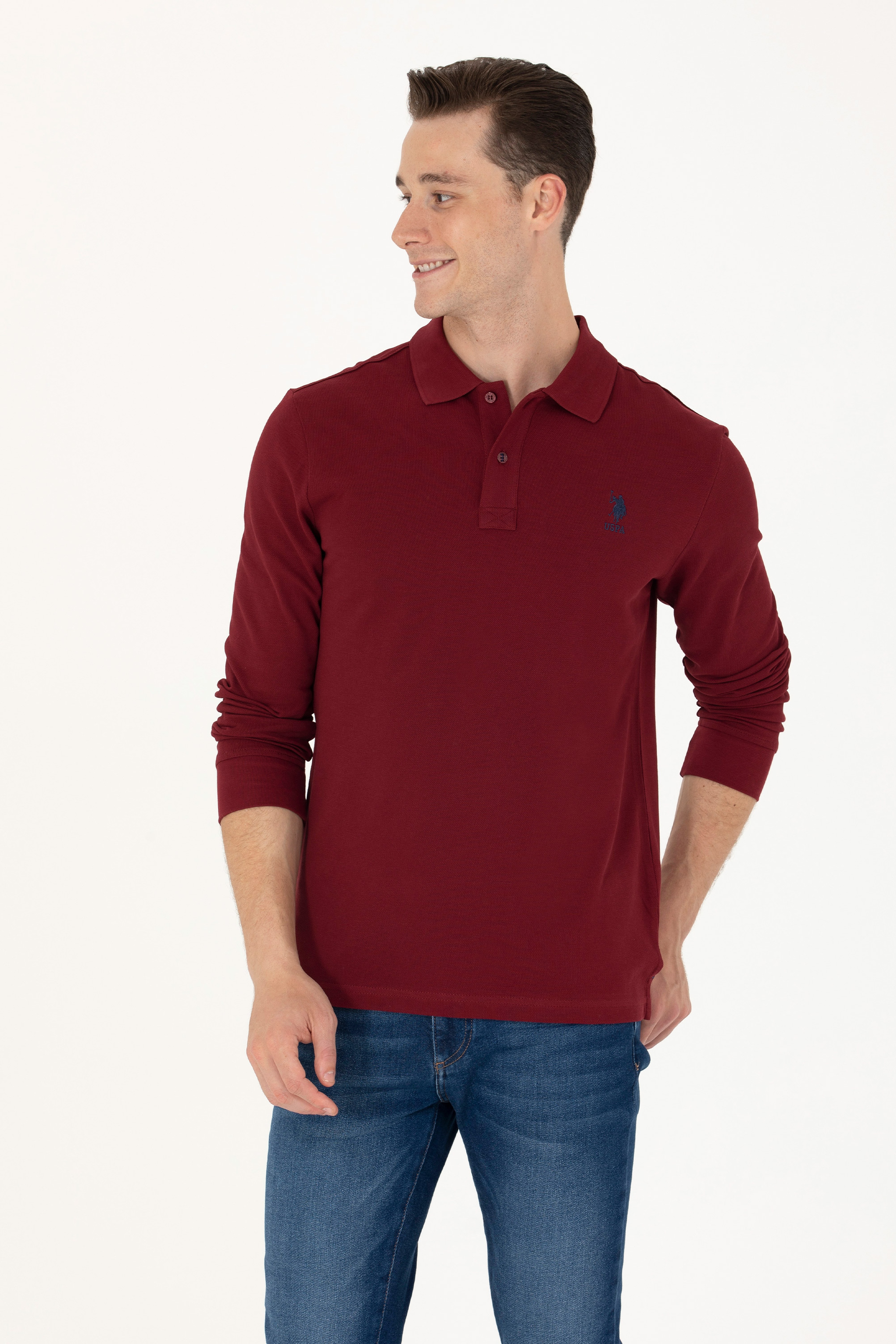 Erkek Bordo Basic Sweatshirt - Image 3