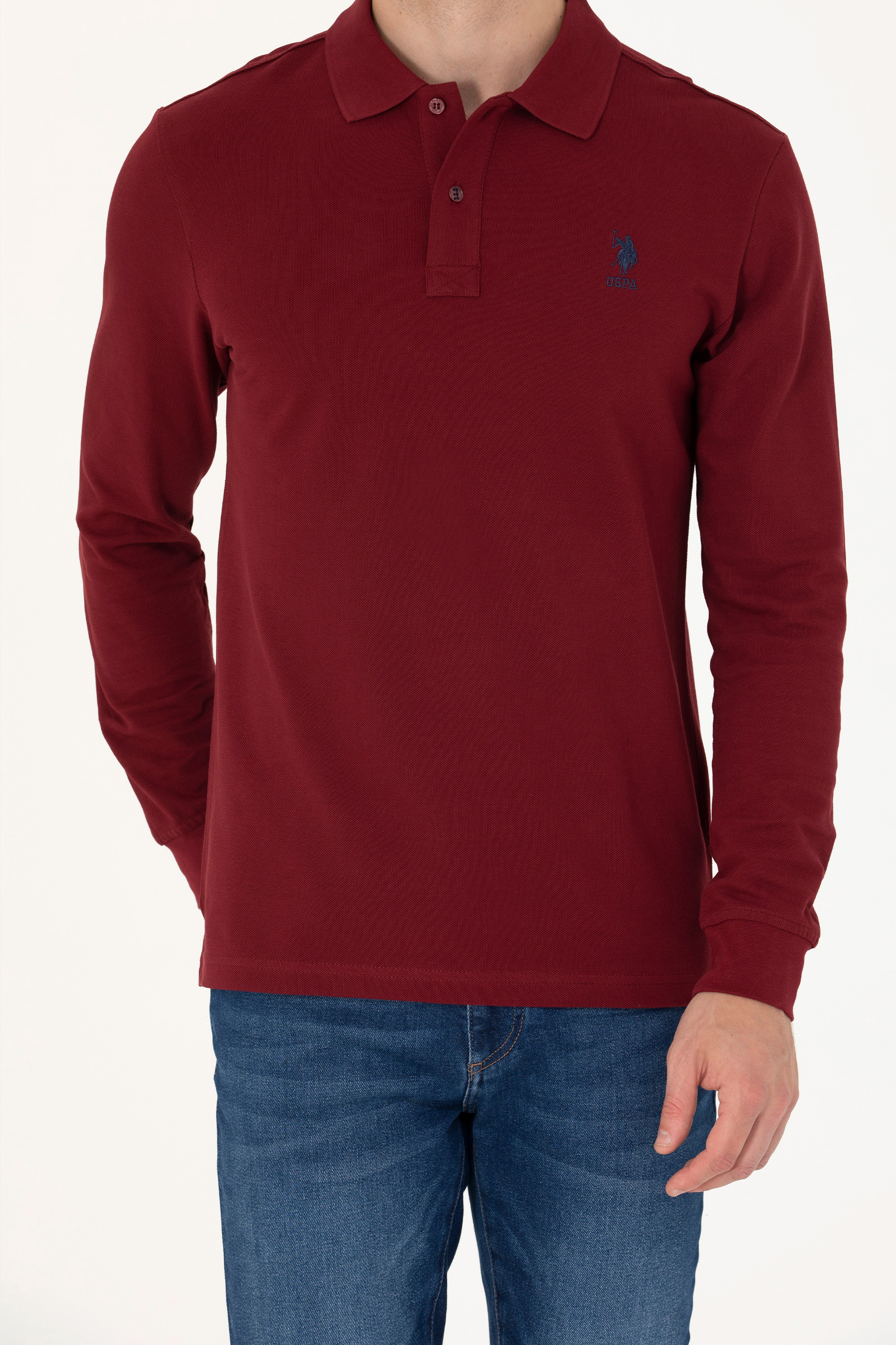 Erkek Bordo Basic Sweatshirt - Image 6