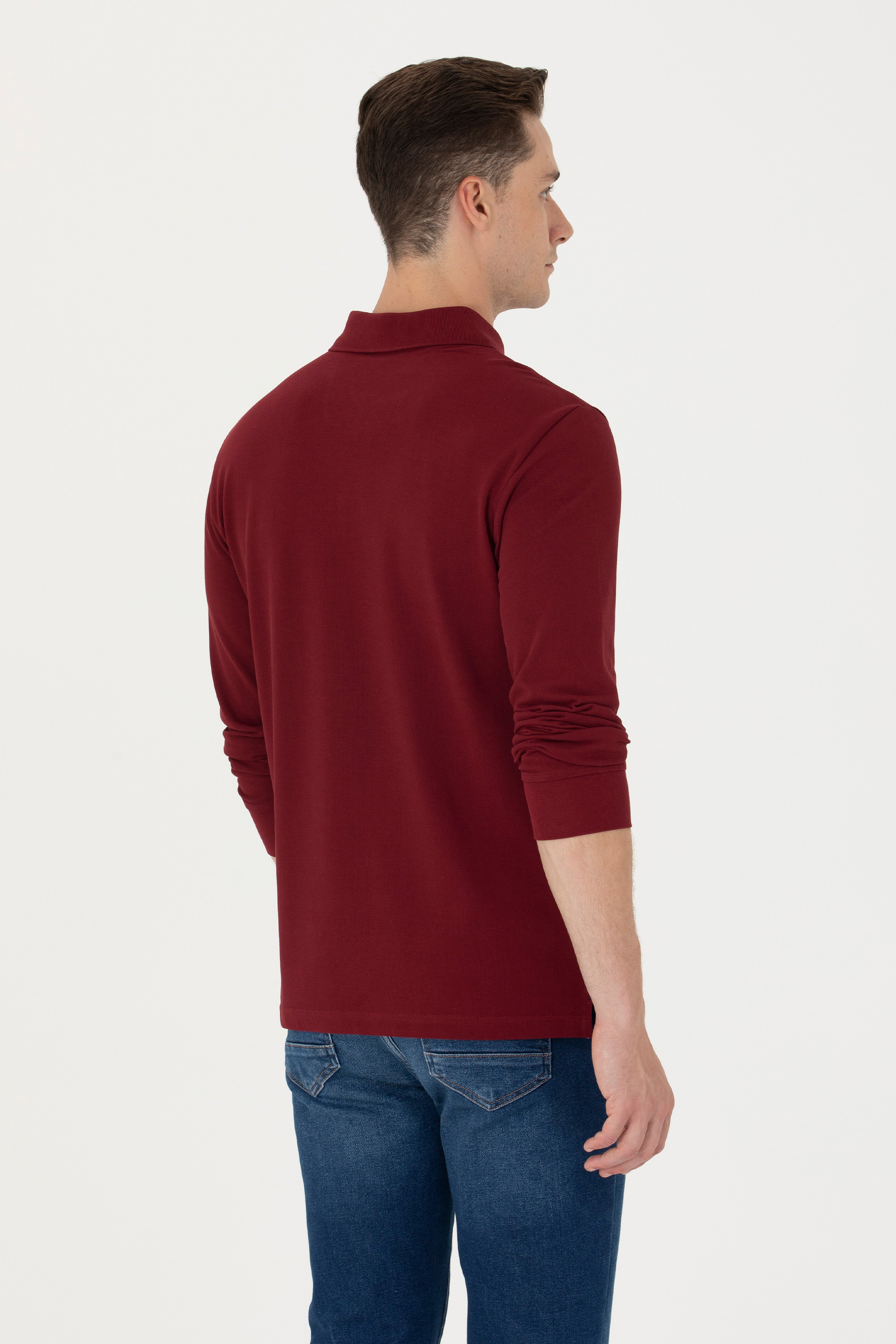 Erkek Bordo Basic Sweatshirt - Image 5