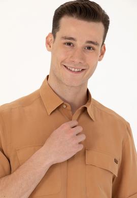 Erkek Camel Kısa Kollu Gömlek - 50264077007
