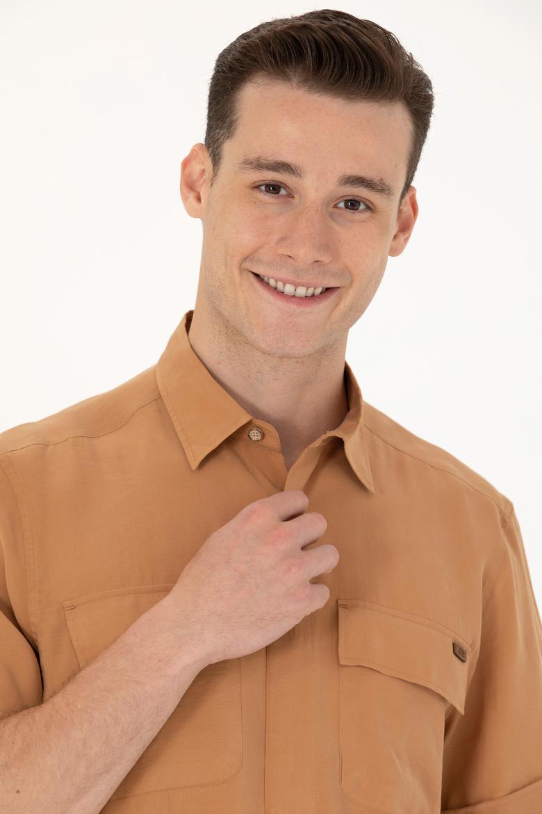 Erkek Camel Kısa Kollu Gömlek - 50264077007