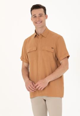 Erkek Camel Kısa Kollu Gömlek - 50264077007