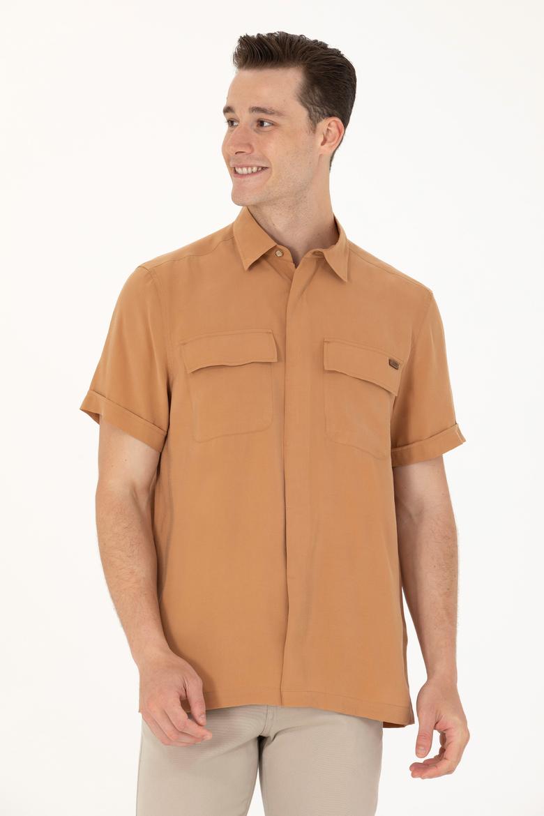 Erkek Camel Kısa Kollu Gömlek - 50264077007