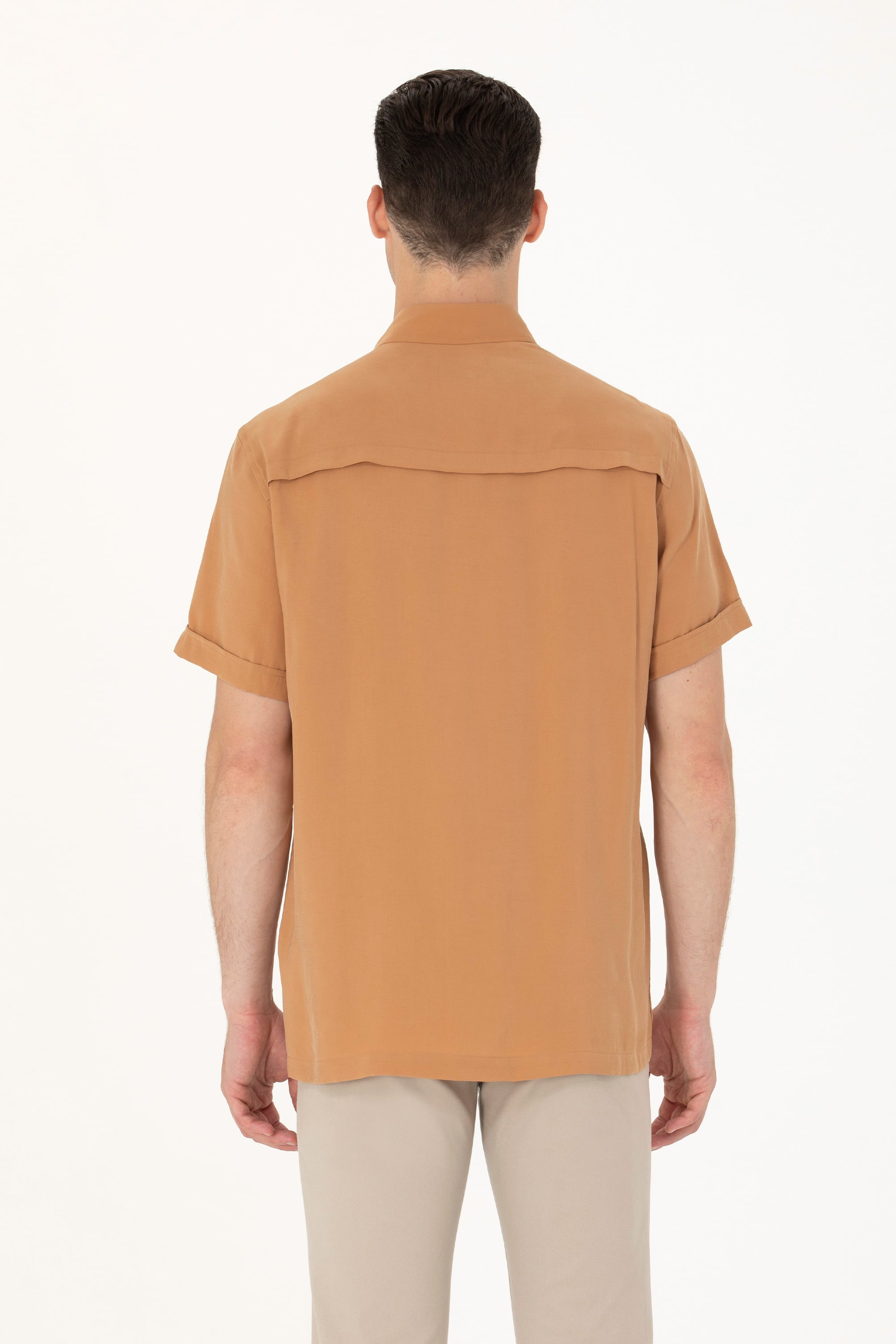 Erkek Camel Kısa Kollu Gömlek - Image 5