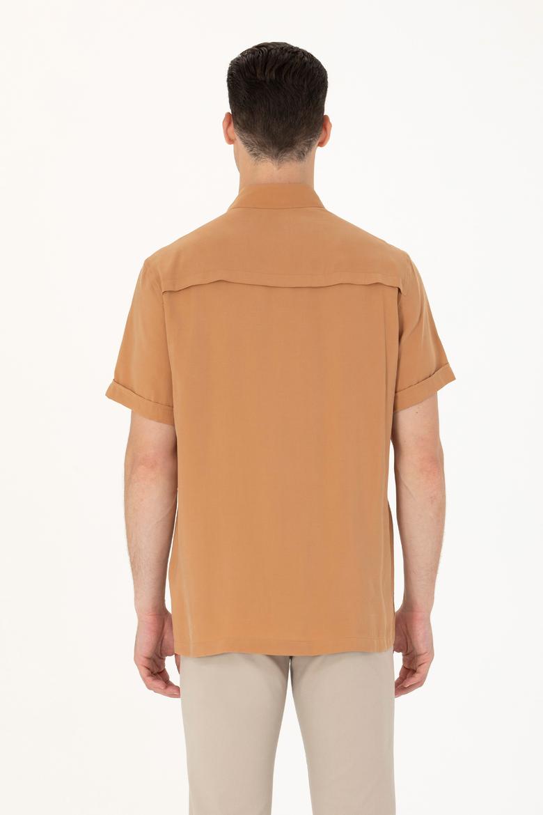 Erkek Camel Kısa Kollu Gömlek - 50264077007