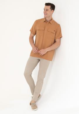 Erkek Camel Kısa Kollu Gömlek - 50264077007