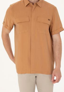 Erkek Camel Kısa Kollu Gömlek - 50264077007