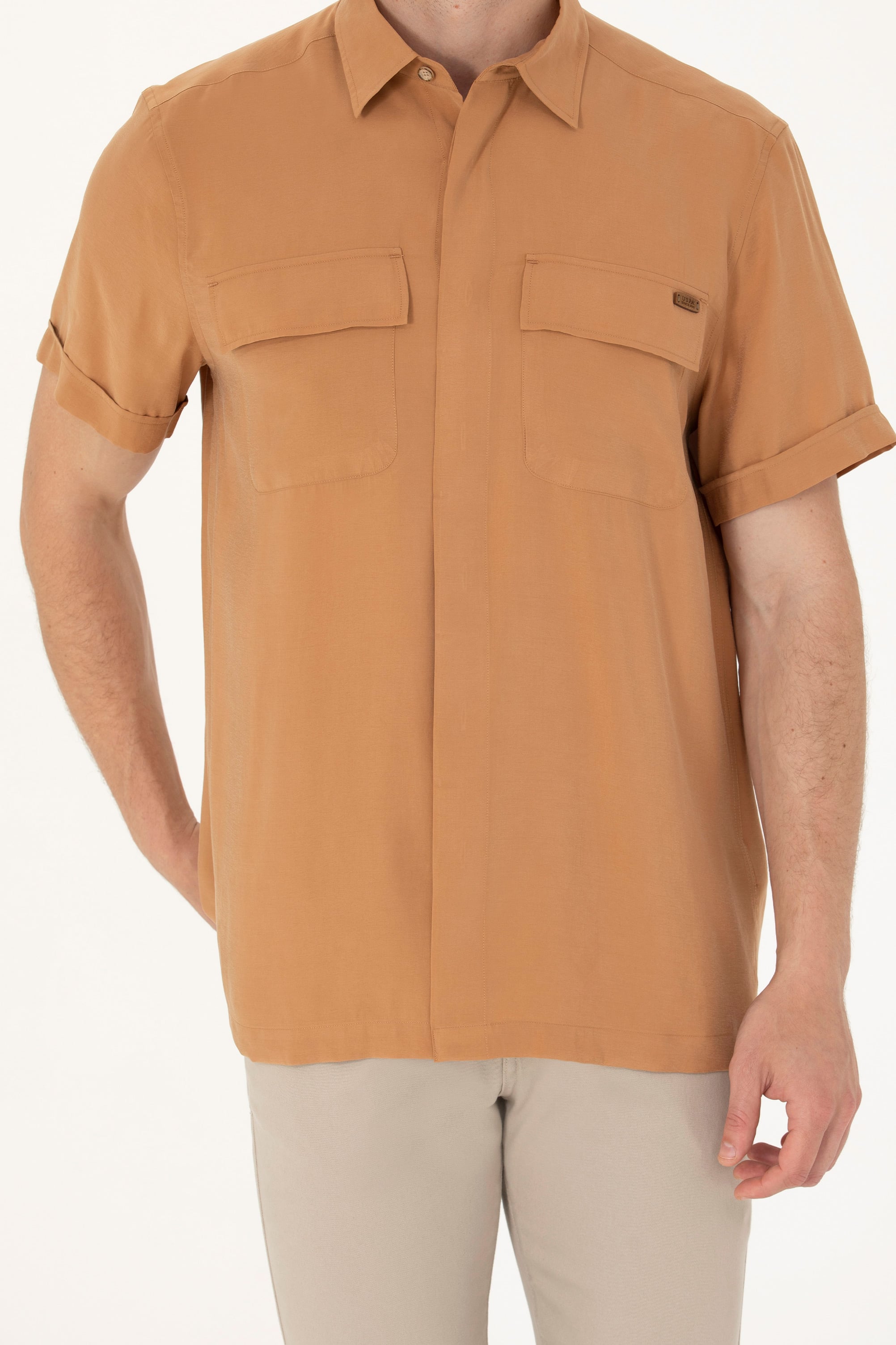 Erkek Camel Kısa Kollu Gömlek - Image 6