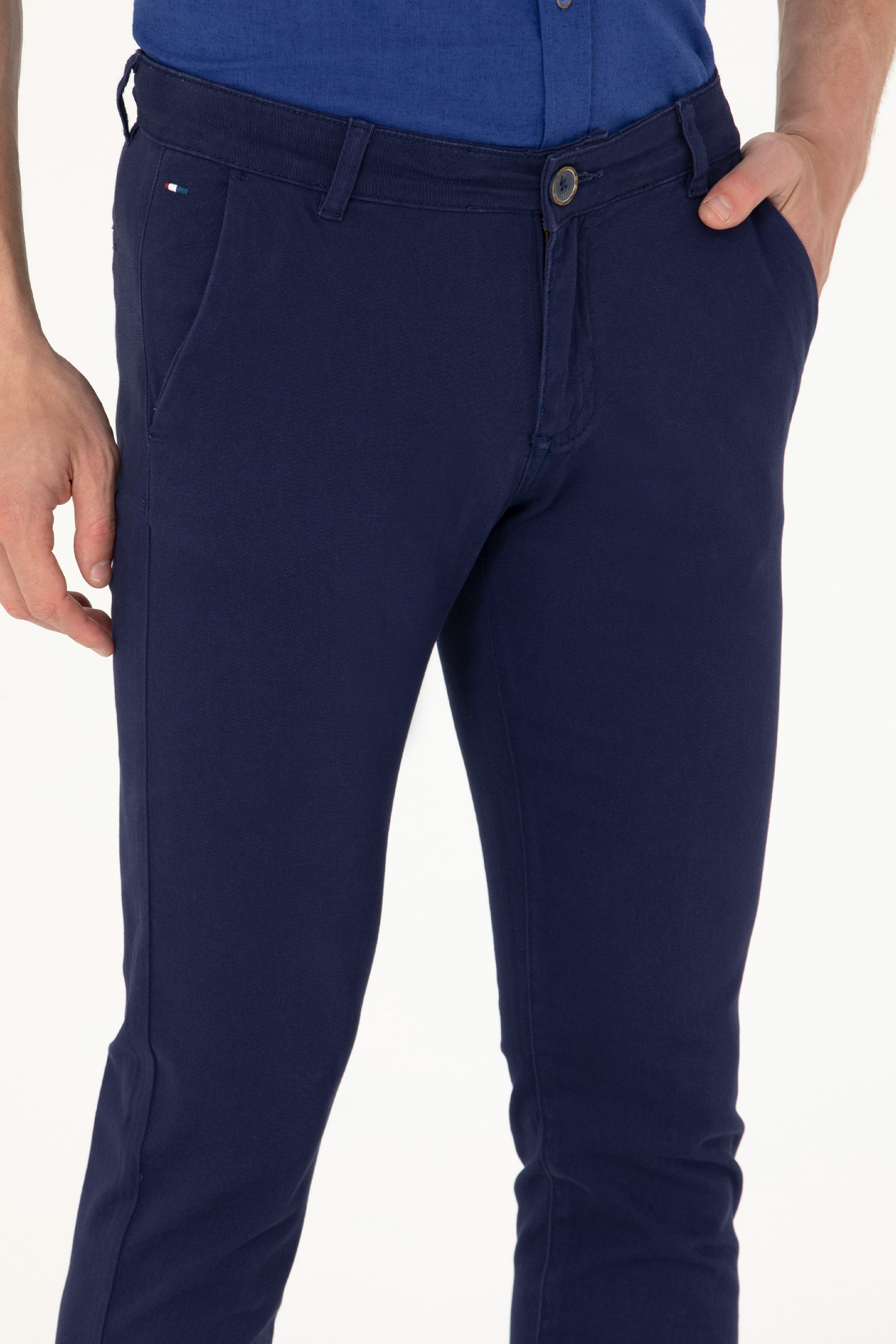 Erkek Slim Fit Lacivert Kanvas Pantolon - Image 5