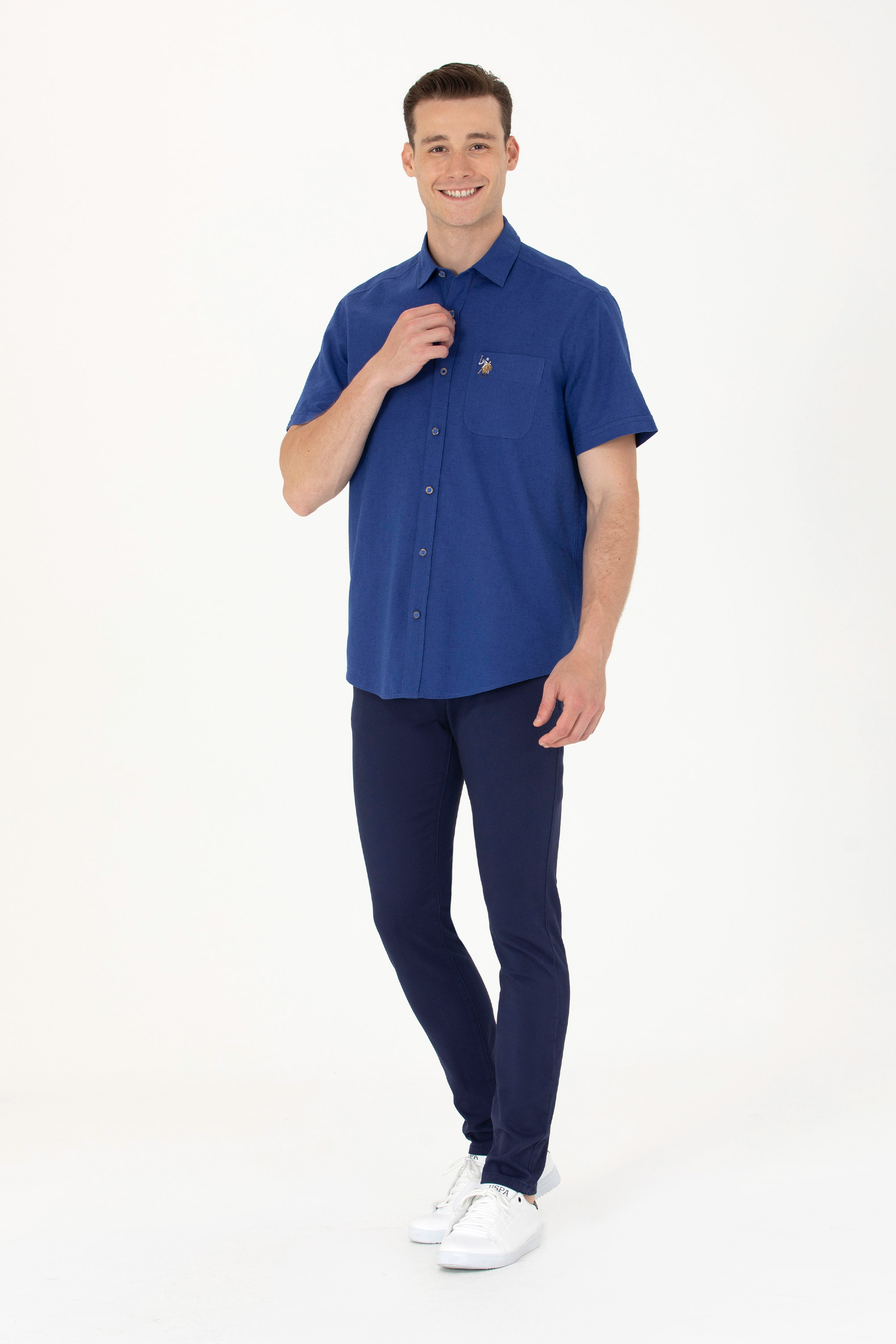 Erkek Slim Fit Lacivert Kanvas Pantolon