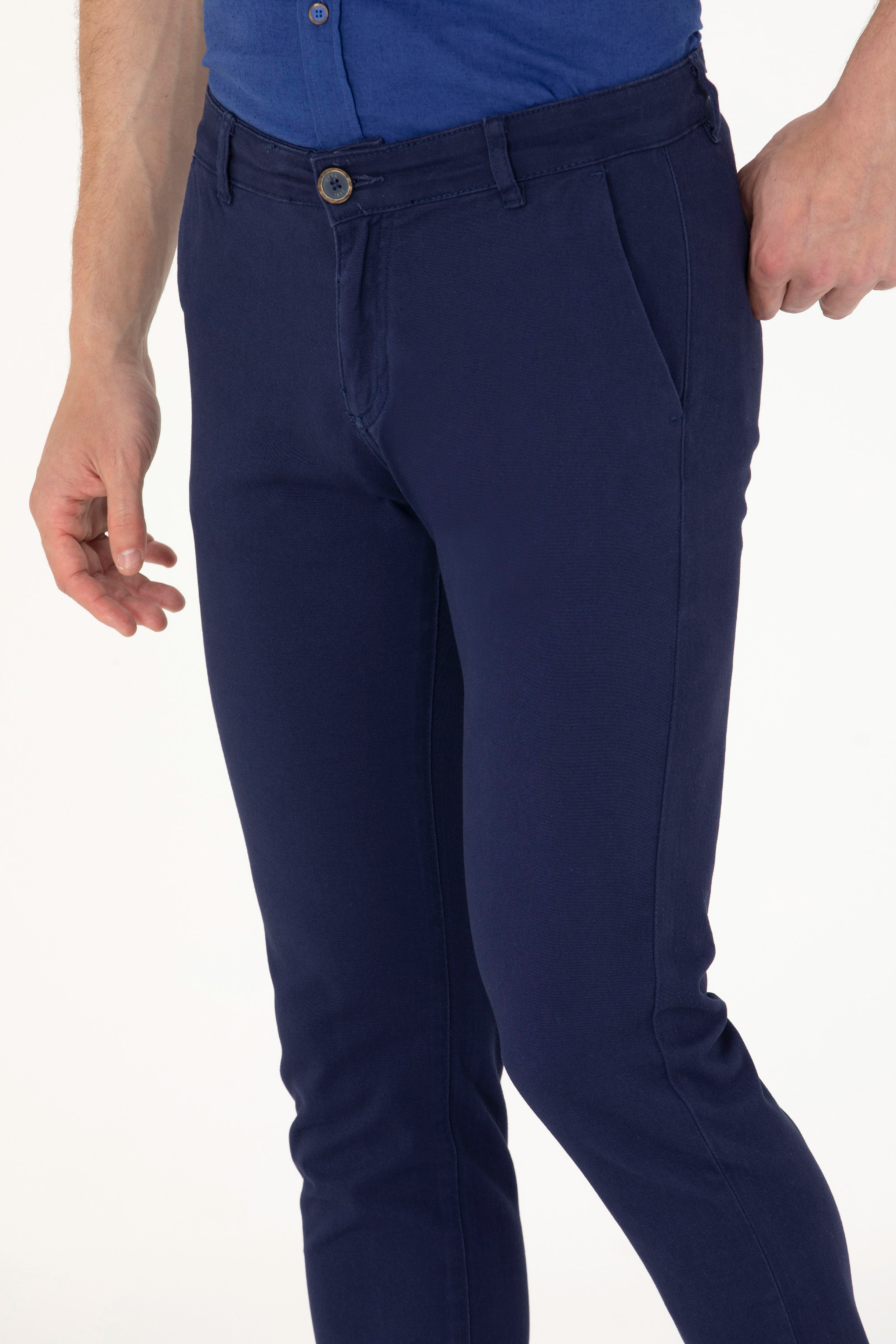 Erkek Slim Fit Lacivert Kanvas Pantolon - Image 6